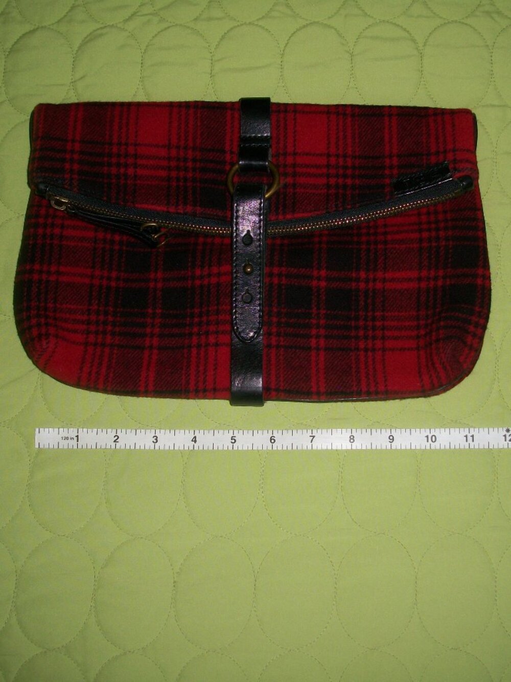 Rugby Ralph Lauren Plaid Tweed Clutch With Leather Trim